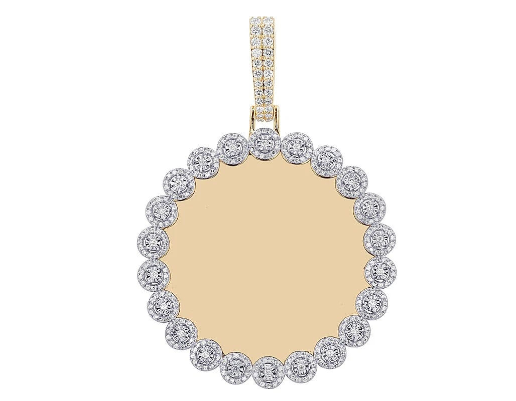 DIAMOND CLUSTER MEMORY FRAME PENDANT 10K YELLOW GOLD (1 of 2)