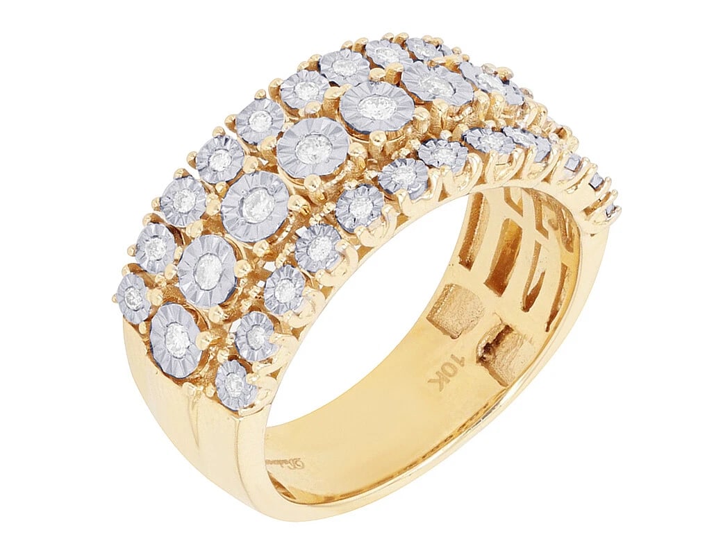 THREE ROW ILLUSION SET 3/ REAL DIAMOND BAND RING (1 of 3)