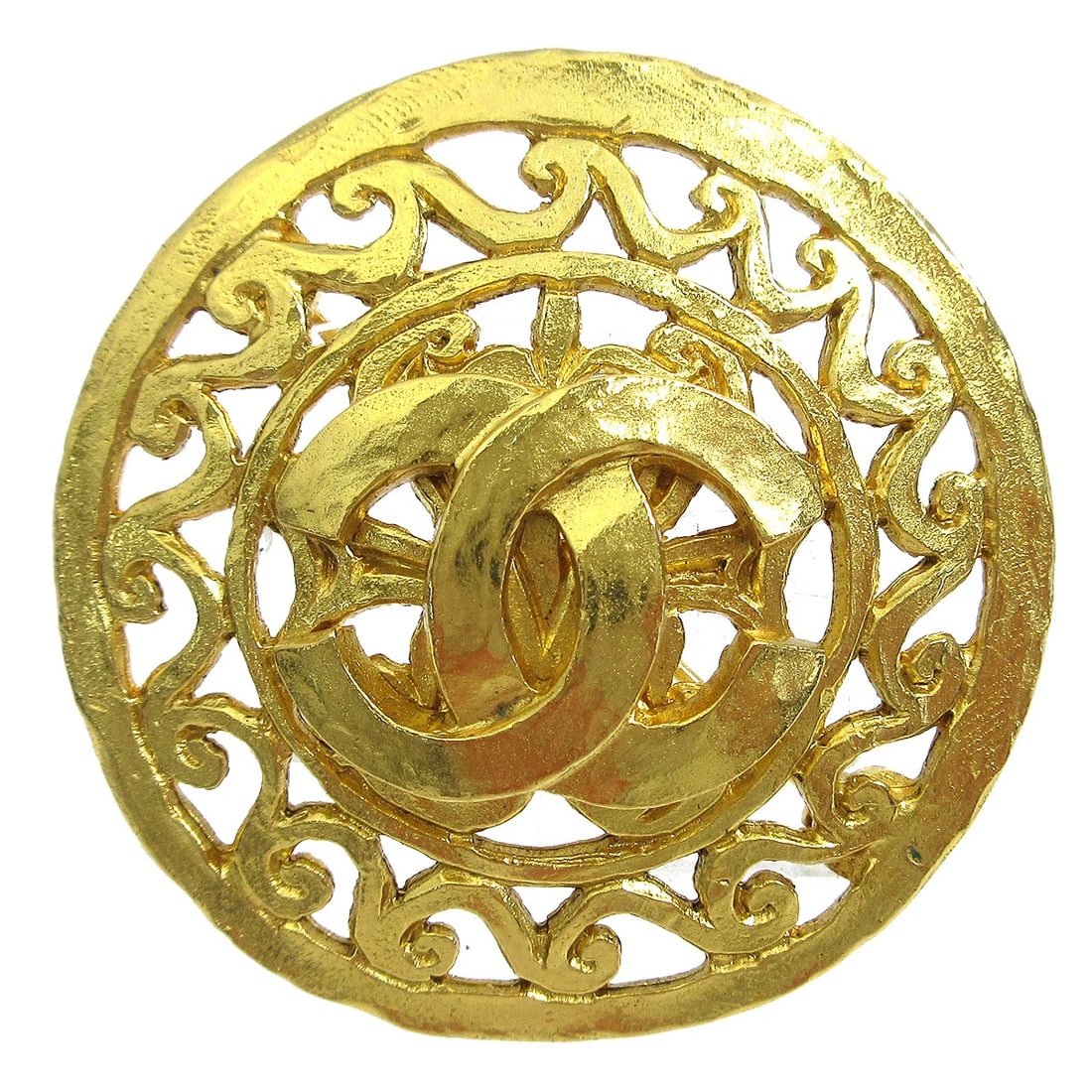 CHANEL MEDALLION BROOCH PIN GOLD (1 of 4)