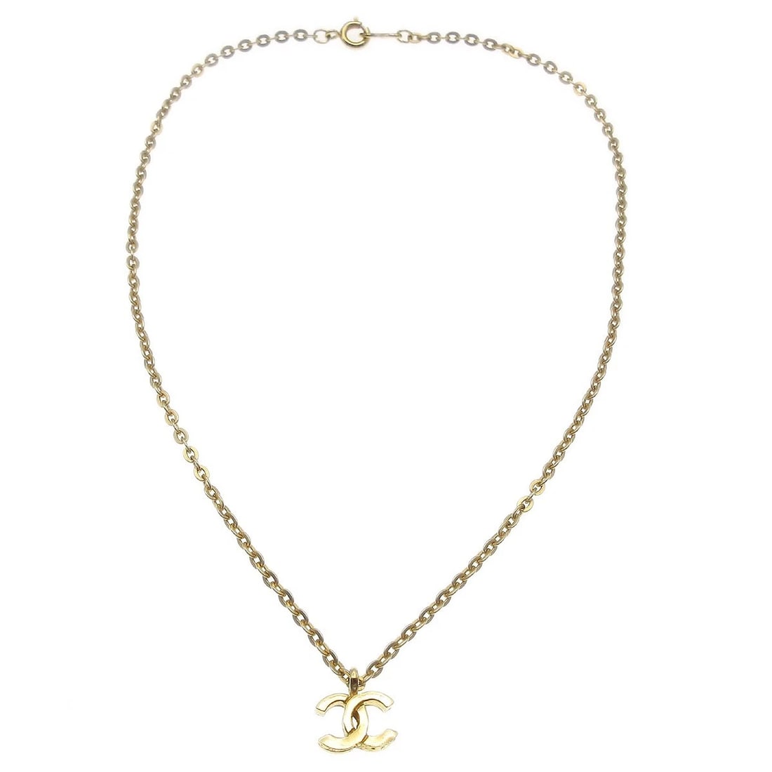 CHANEL MINI CC PENDANT NECKLACE GOLD: Chanel Mini CC Pendant Necklace Gold Brand: CHANEL Type: Necklace Material: Gold-plated Color: Gold Size: Chain(Overall) : 40.0 cm Top : W 1.2 x H 1.0 cm Accessories: None Accessories Noti