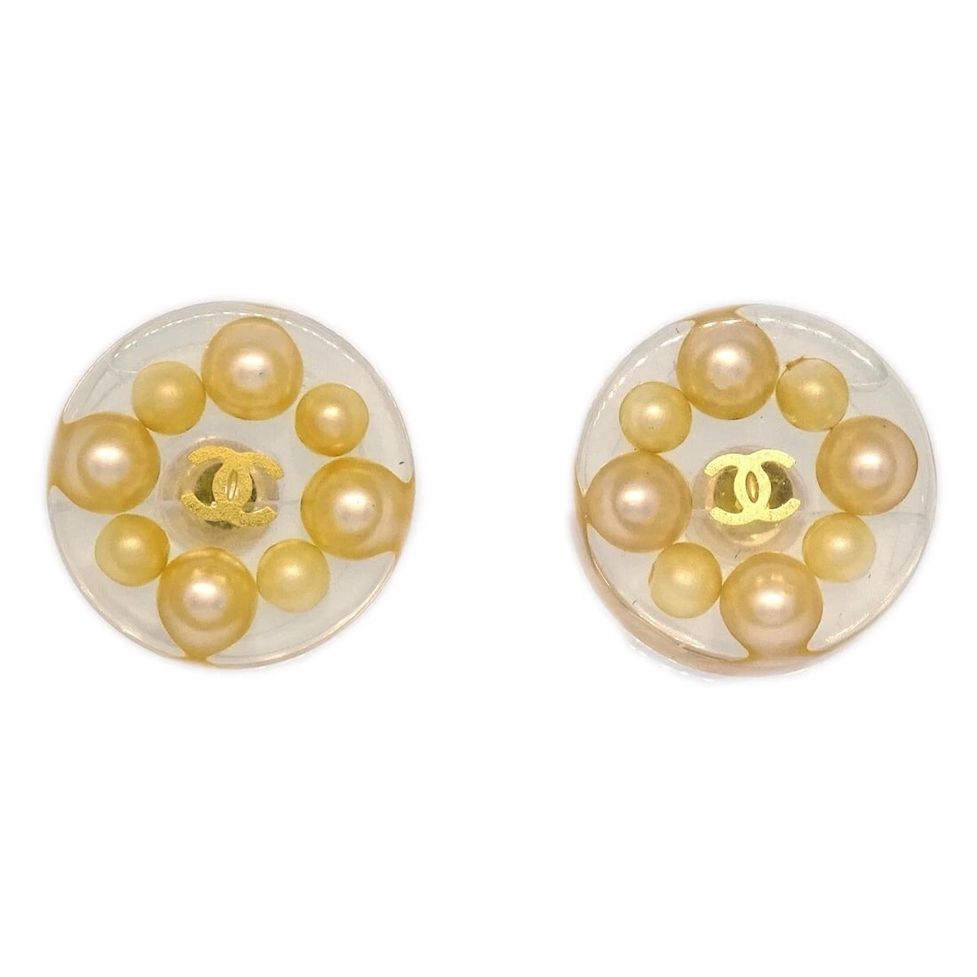 CHANEL BUTTON PIERCED EARRINGS ARTIFICIAL PEARL (1 of 4)
