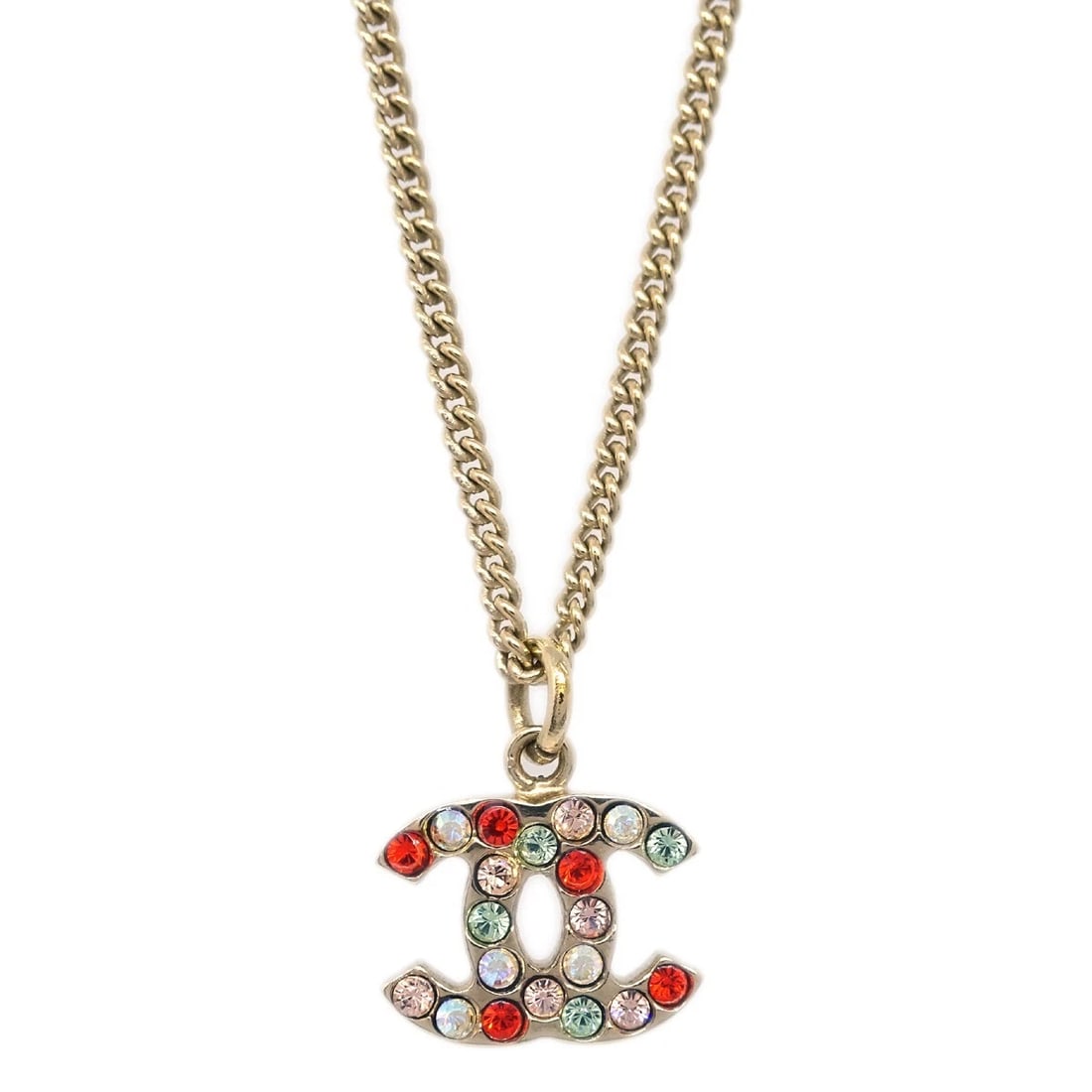 CHANEL GOLD MINI CC PENDANT NECKLACE RHINESTONE (1 of 3)