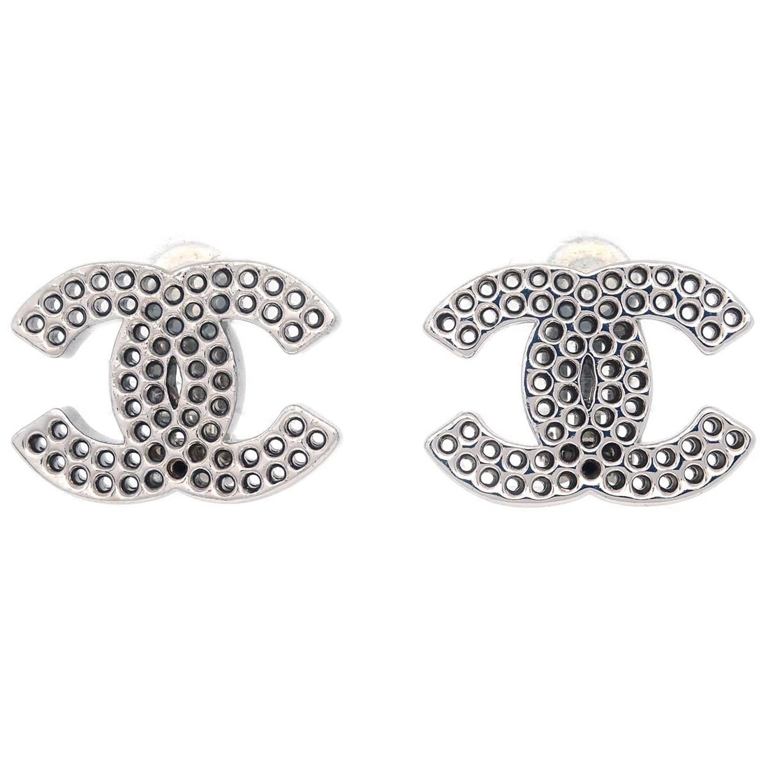 CHANEL CC EARRINGS CLIP-ON SILVER (1 of 3)
