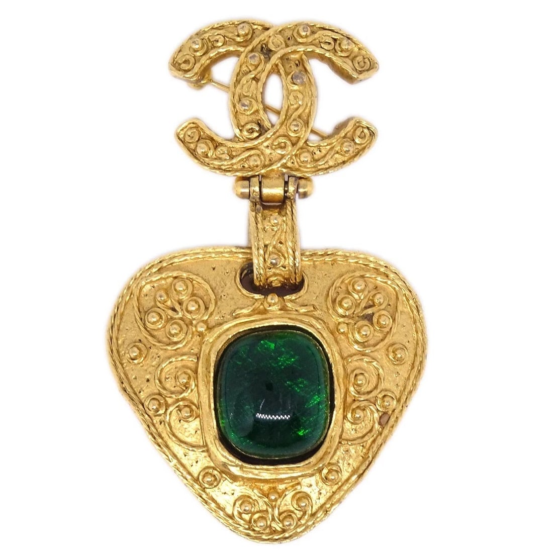 CHANEL BROOCH PIN GOLD GRIPOIX: Chanel Brooch Pin Gold Gripoix Brand: CHANEL Type: Brooch Material: Gold Plated Gripoix Color: Gold Size: W 3.9 x H 6.3 cm Accessories: None Accessories Notice: When purchasing pre-owned