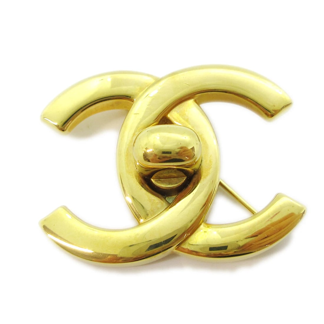 CHANEL TURNLOCK BROOCH PIN GOLD (1 of 4)
