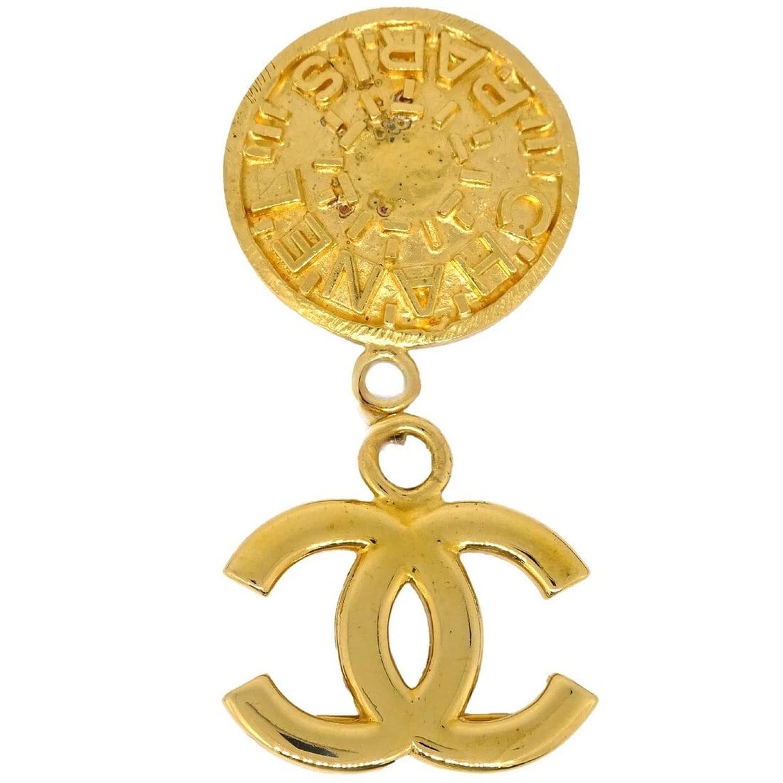 CHANEL MEDALLION BROOCH PIN GOLD: Chanel Medallion Brooch Pin Gold Brand: CHANEL Type: Brooch Material: Gold plated Color: Gold Size: W 3.5 x H 8.0 cm Accessories: None Accessories Notice: When purchasing pre-owned goods,