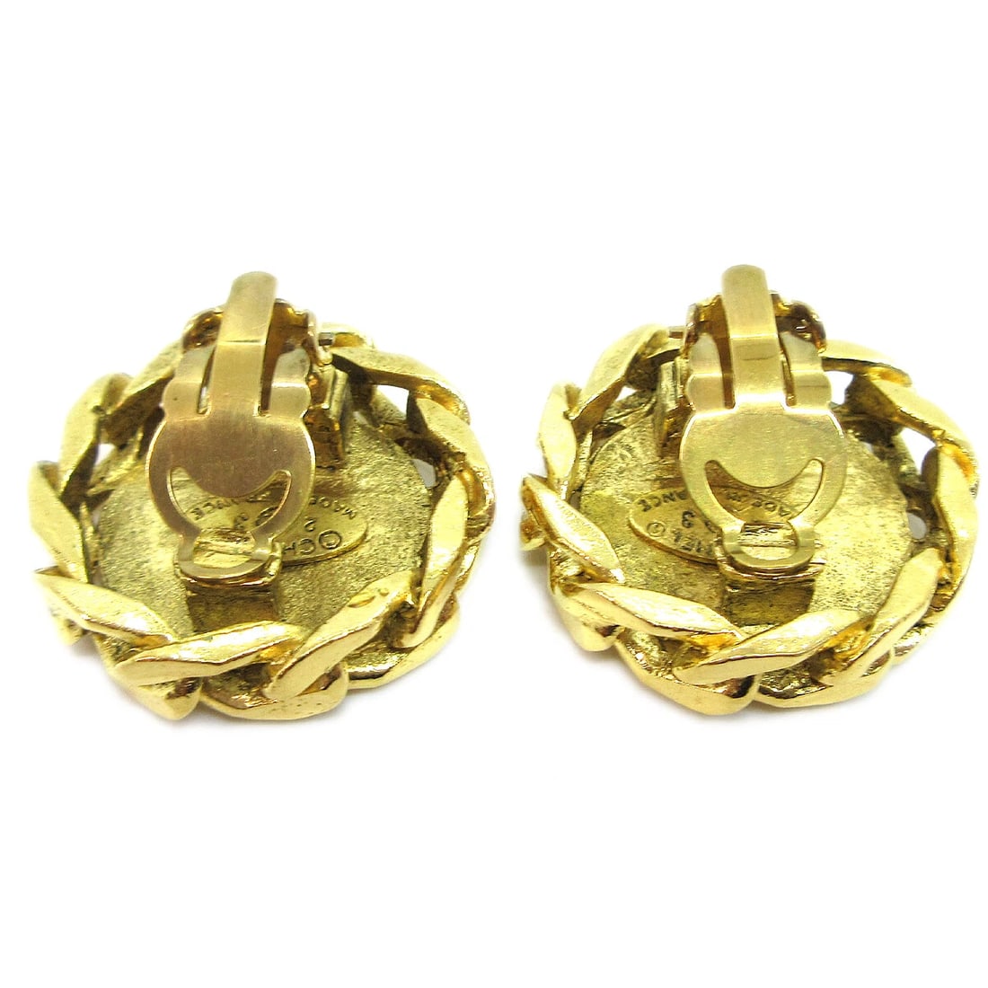 CHANEL RHINESTONE BUTTON EARRINGS - 2