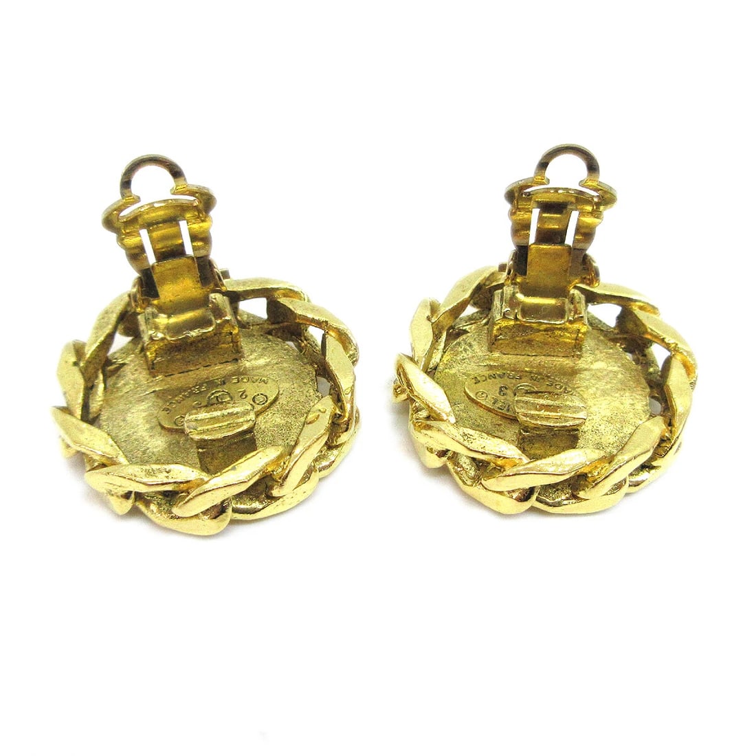 CHANEL RHINESTONE BUTTON EARRINGS - 4