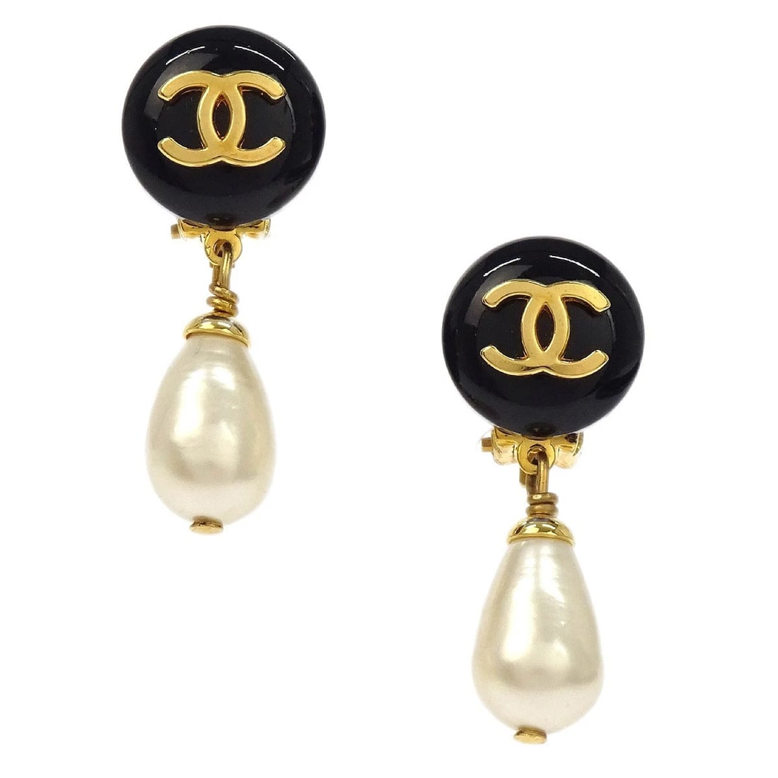 CHANEL ARTIFICIAL PEARL DANGLE EARRINGS CLIP-ON (1 of 3)