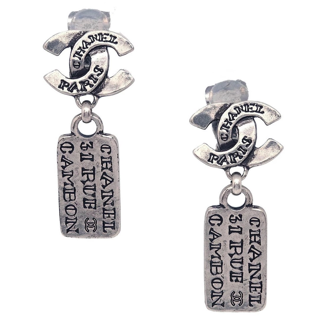 CHANEL DANGLE CC EARRINGS CLIP-ON SILVER: Chanel Dangle CC Earrings Clip-On Silver Brand: Chanel Type: Earrings Material: Silver Plated Color: Silver Size: W 1.6 x H 3.7 cm Accessories: None Accessories Notice: When purchasing