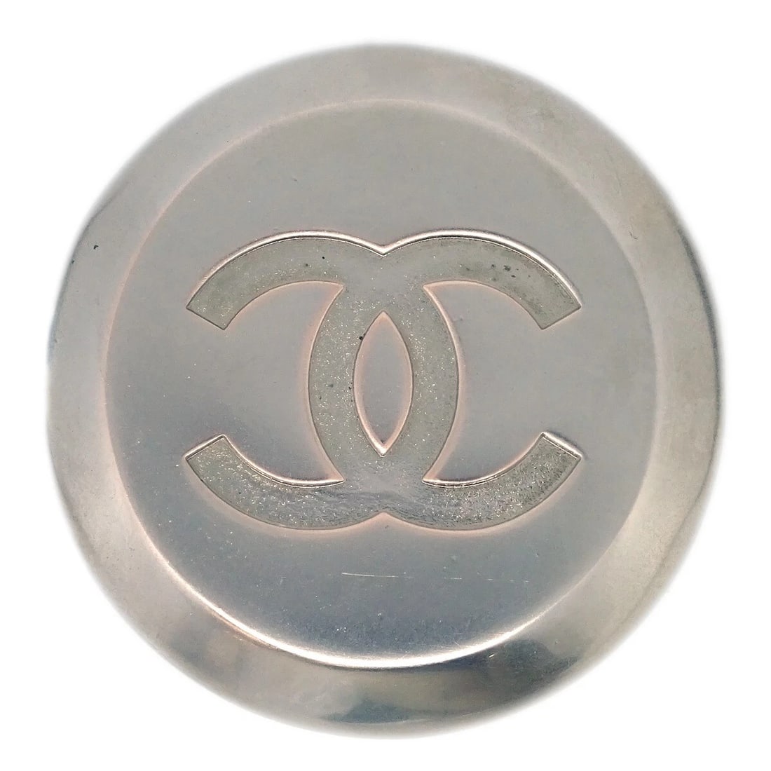 CHANEL SCARF RING SILVER 99P: Chanel Scarf Ring Silver 99P Brand: Chanel Type: Scarf Ring Material: Silver-plated Color: Silver Size: 5.5 - 5.75 US Accessories: None Accessories Notice: When purchasing pre-owned goods,