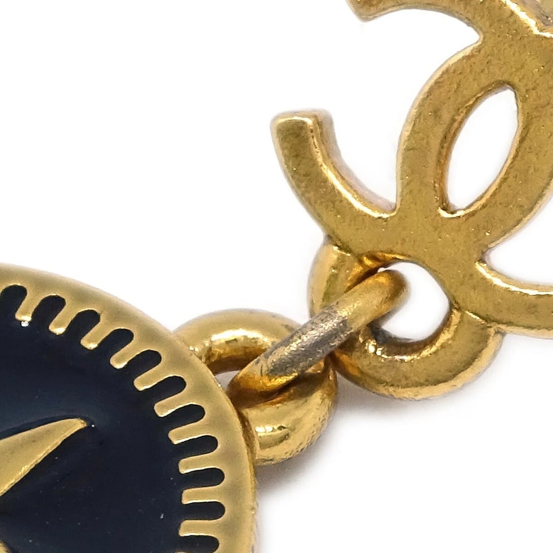 CHANEL BUTTON DANGLE PIERCED EARRINGS - 2