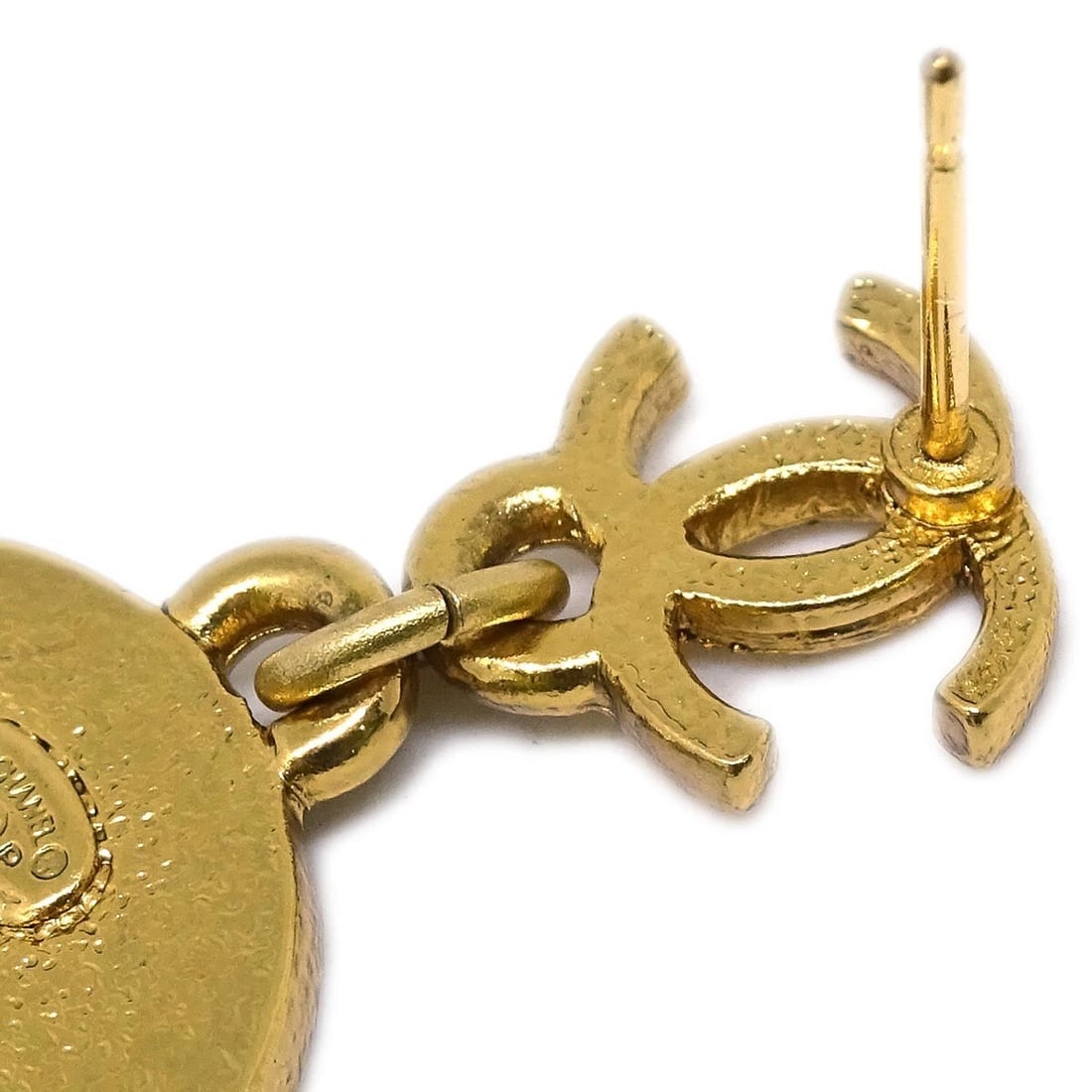 CHANEL BUTTON DANGLE PIERCED EARRINGS - 3