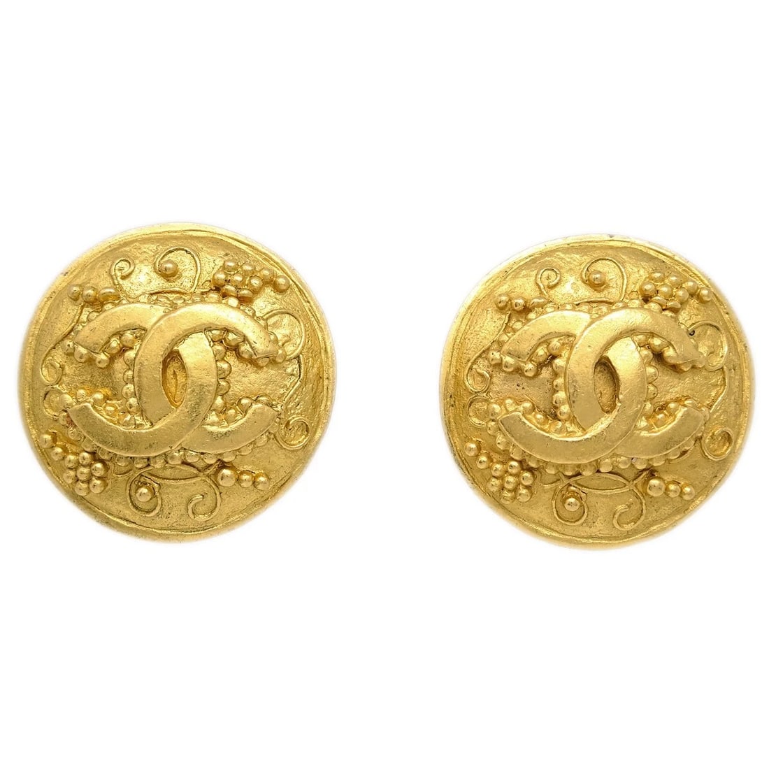 CHANEL BUTTON EARRINGS CLIP-ON GOLD (1 of 3)