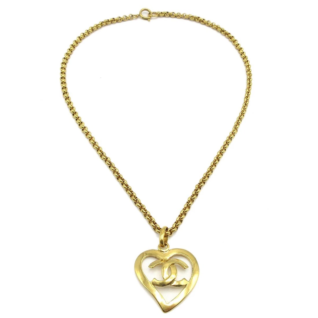 CHANEL HEART PENDANT NECKLACE GOLD: Chanel Heart Pendant Necklace Gold Brand: Chanel Type: Necklace Material: Gold plated Color: Gold Size: Chain(Overall) : 60.0 cm Top : W 4.0 x H 4.2 cm Accessories: None Accessories Notice: