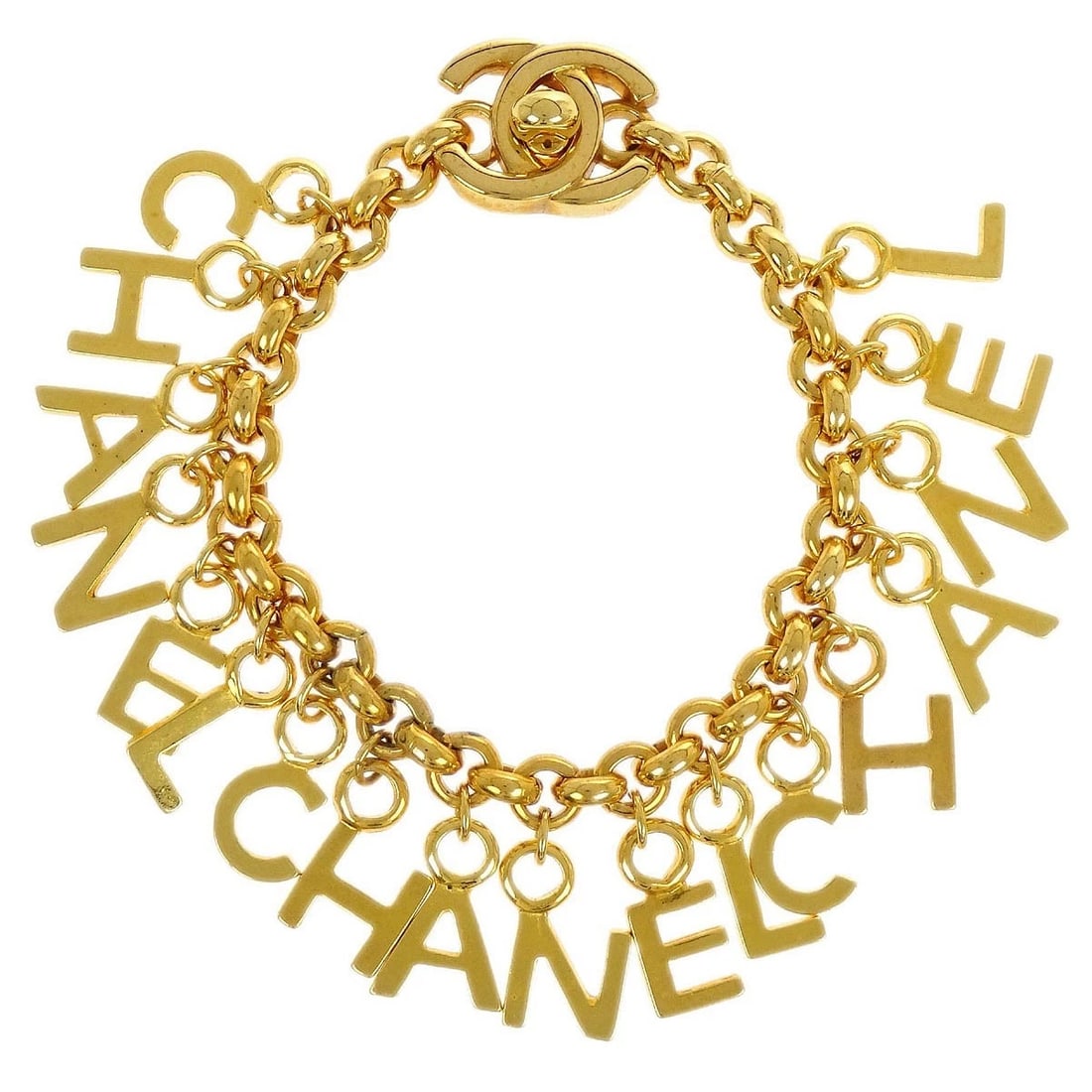 CHANEL TURNLOCK GOLD BRACELET 96P: Chanel Turnlock Gold Bracelet 96P Brand: CHANEL Type: Bracelet Material: Gold plated Color: Gold Size: Length : 18.5 cm Top(CC) : W 2.1 x H 1.2 cm Accessories: None Accessories Notice: When