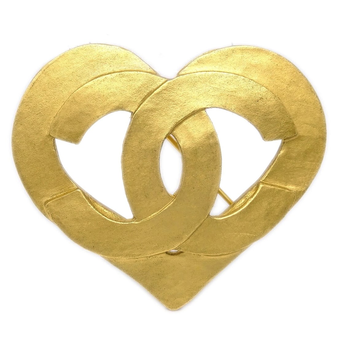 CHANEL HEART BROOCH GOLD (1 of 2)