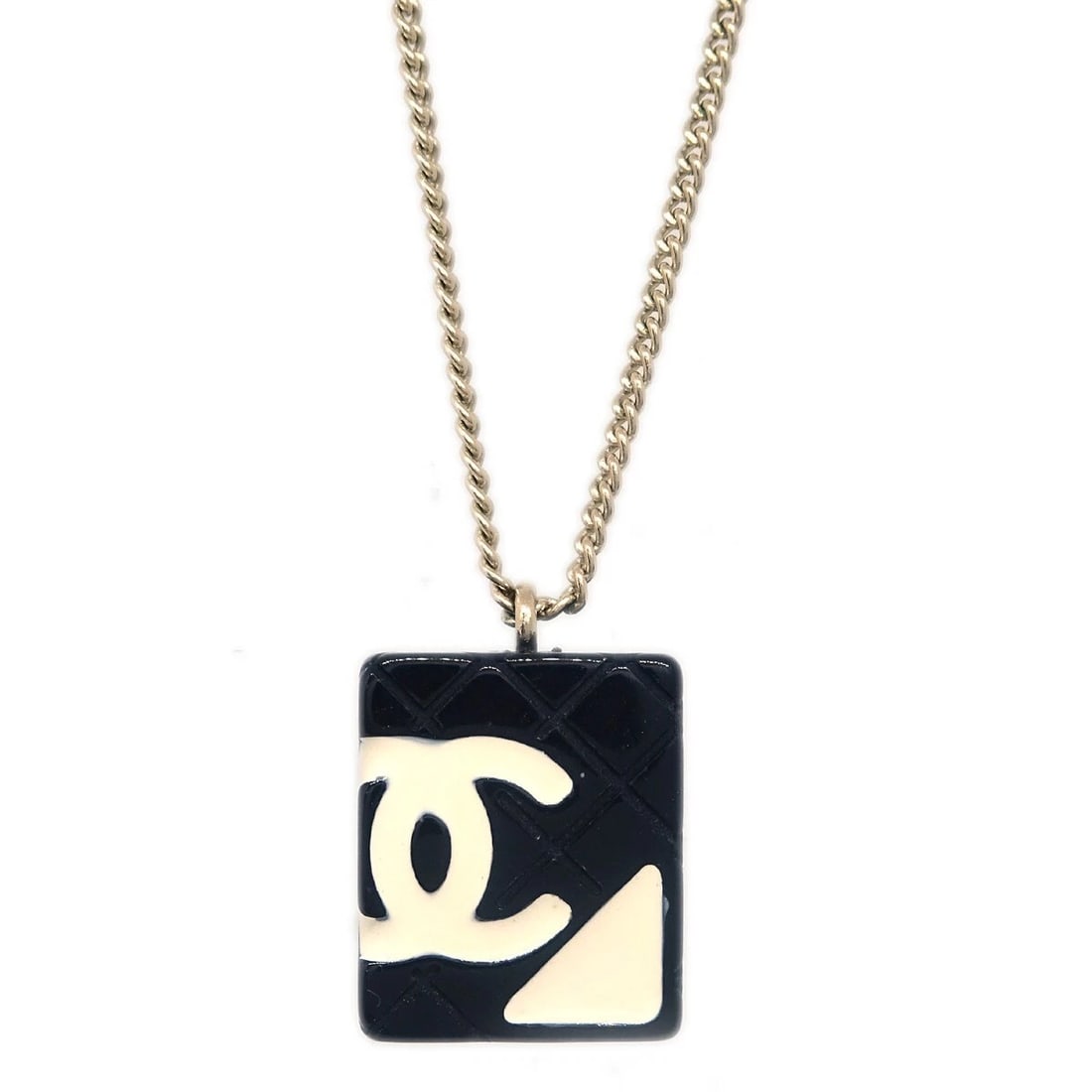 CHANEL CAMBON LIGNE CHAIN NECKLACE PENDANT: Chanel Cambon Ligne Chain Necklace Pendant Brand: CHANEL Type: Pendant Material: Gold-plated Acrylic Color: Gold, Black Size: Chain(Overall) : 42.0 cm Charm(Padlock) : W 1.5 × H 1.8 cm 