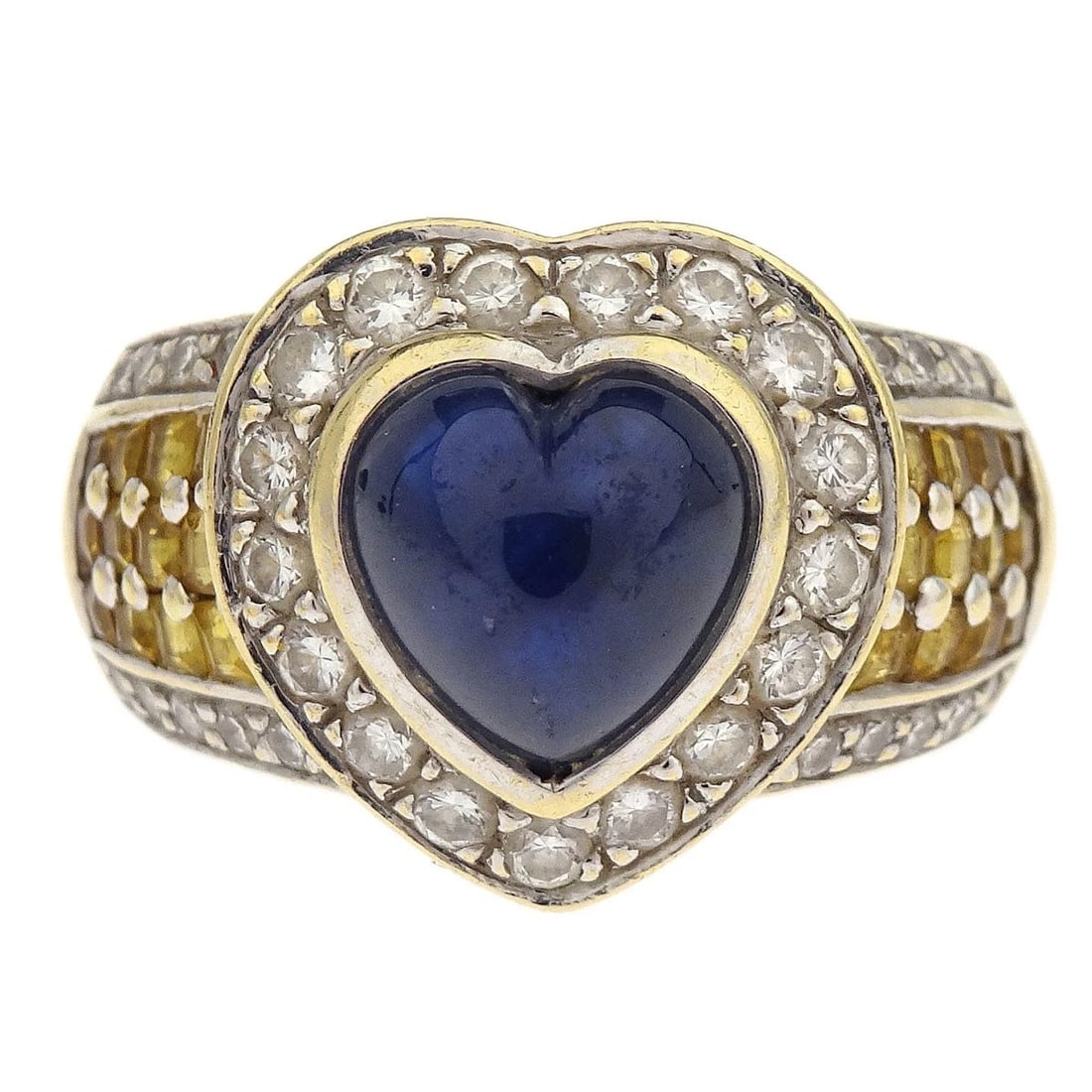 RING 18KWG SAPPHIRE DIAMOND: Ring 18KWG Sapphire Diamond Brand: No Brand Type: Ring Material: 18KWG Sapphire Diamond Main Stone/Creation Sapphire Color: Gold Size: 5.5 - 5.75 US Accessories: None Accessories Notice: When