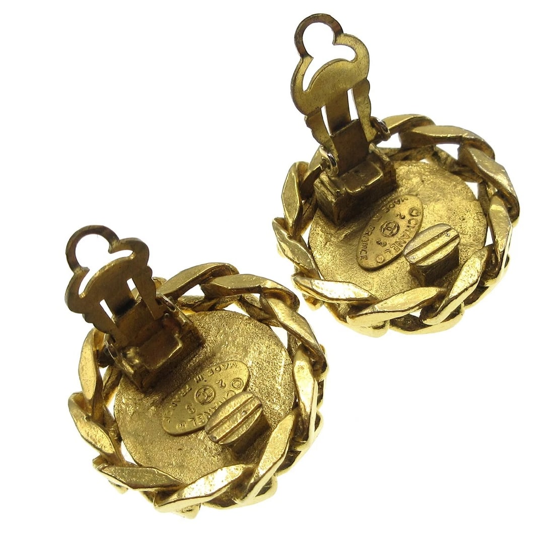 CHANEL BUTTON RHINESTONE EARRINGS - 2