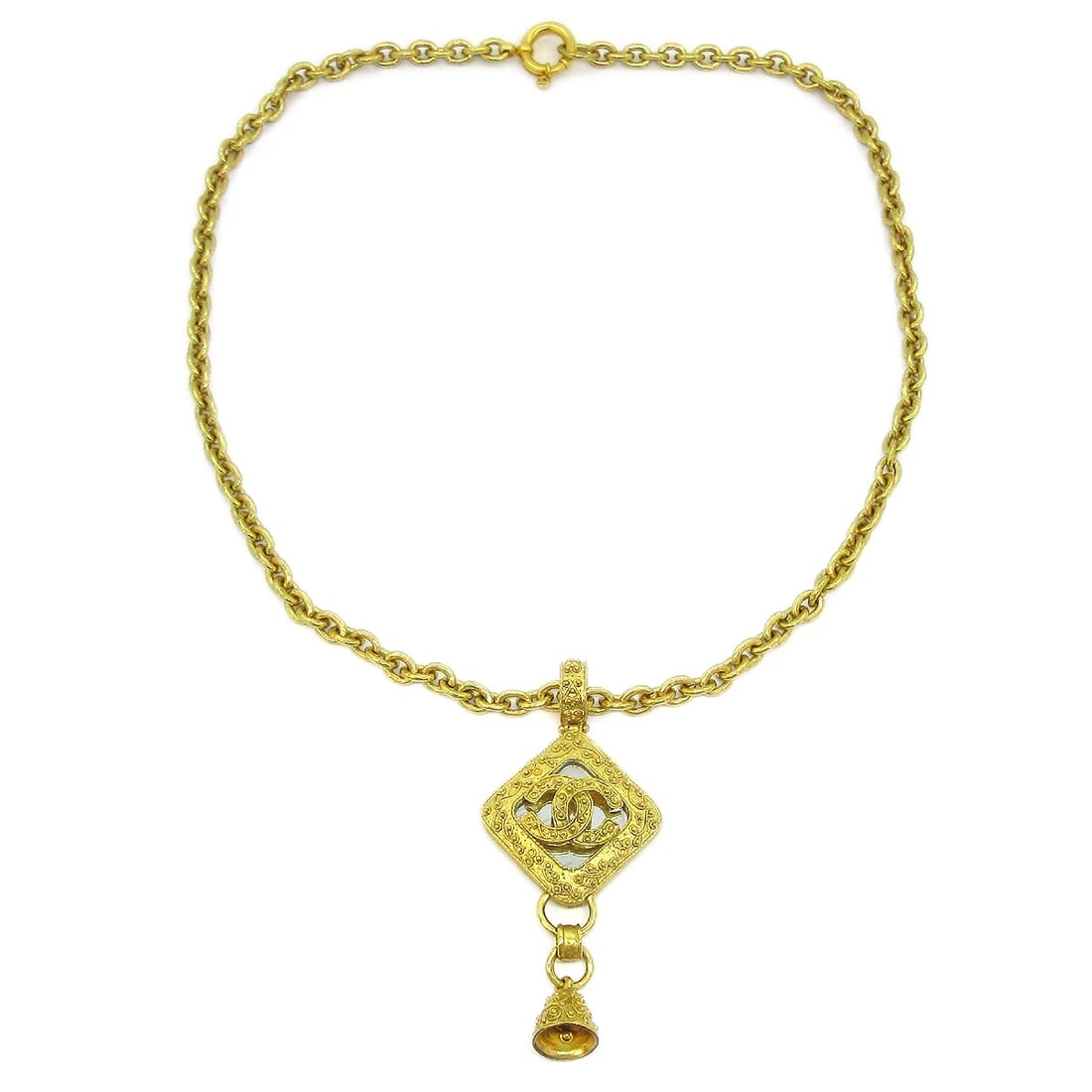 CHANEL BELL MIRROR GOLD CHAIN PENDANT NECKLACE: Chanel Bell Mirror Gold Chain Pendant Necklace Brand: Chanel Type: Necklace Material: Gold-tone Color: Gold Size: Chain(Overall) : 88.0 cm Top : W 5.5 x H 12.0 cm Accessories: None