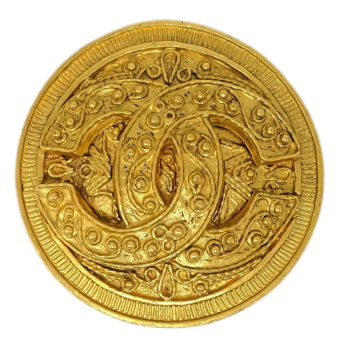CHANEL MEDALLION BROOCH PIN GOLD (1 of 3)
