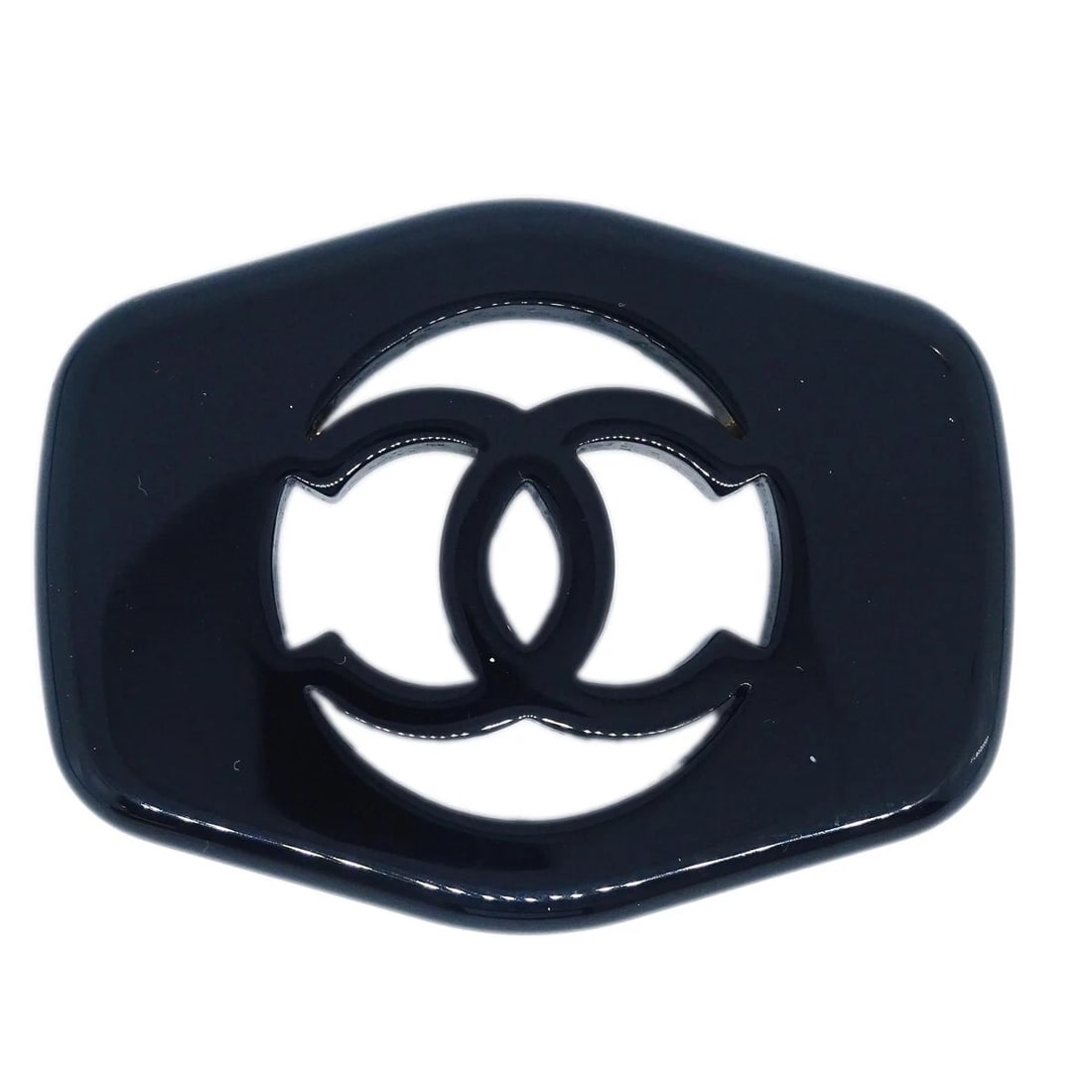 CHANEL BROOCH PIN BLACK: Chanel Brooch Pin Black Brand: CHANEL Type: Brooch Material: Acrylic Gold plated Color: Black Size: W 5.8 x H 4.5 cm Accessories: None Accessories Notice: When purchasing pre-owned goods,
