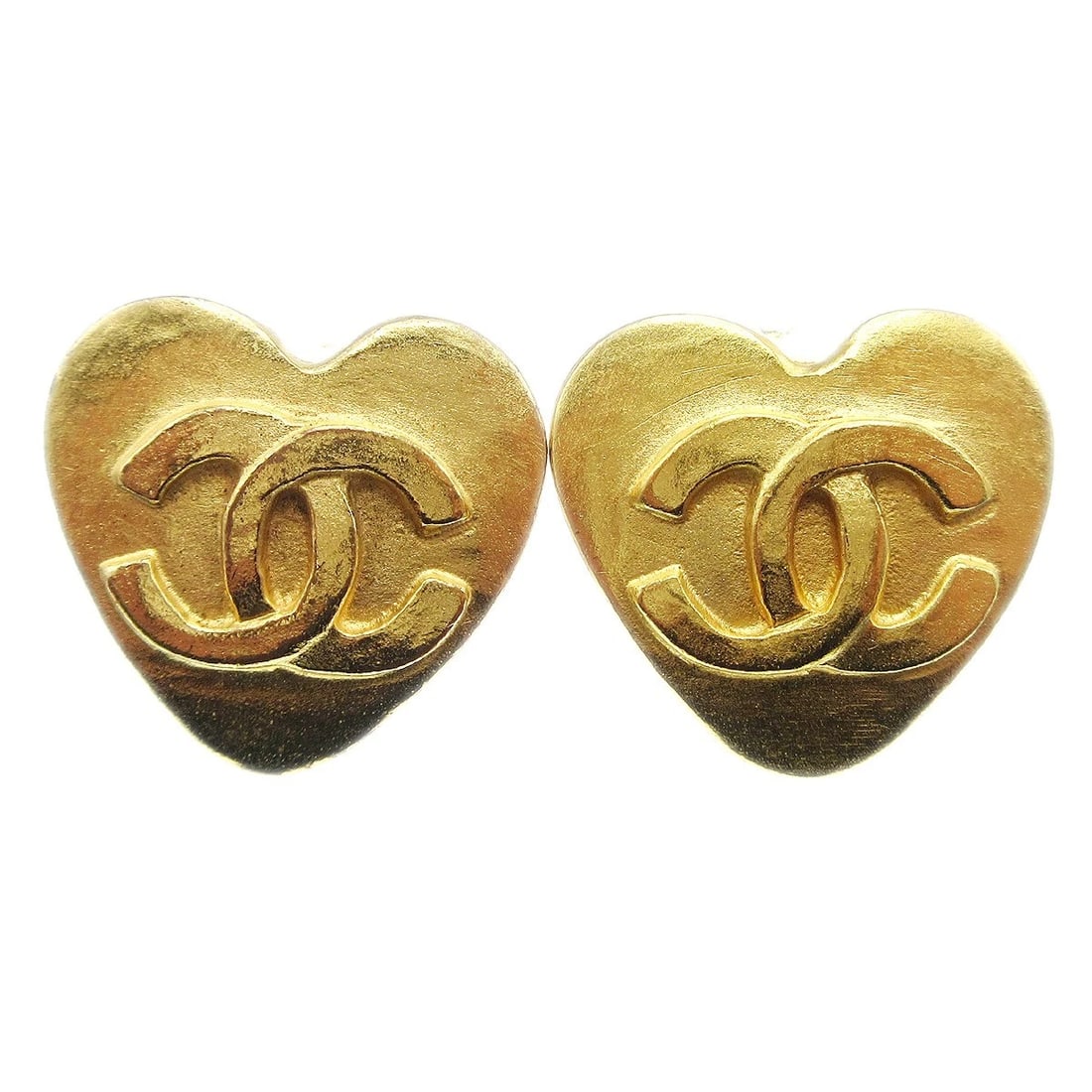 CHANEL HEART EARRINGS CLIP-ON GOLD (1 of 5)