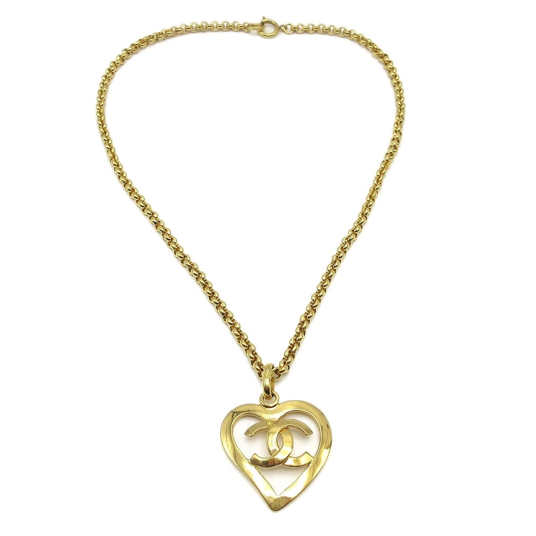 CHANEL HEART CHAIN PENDANT NECKLACE GOLD (1 of 3)