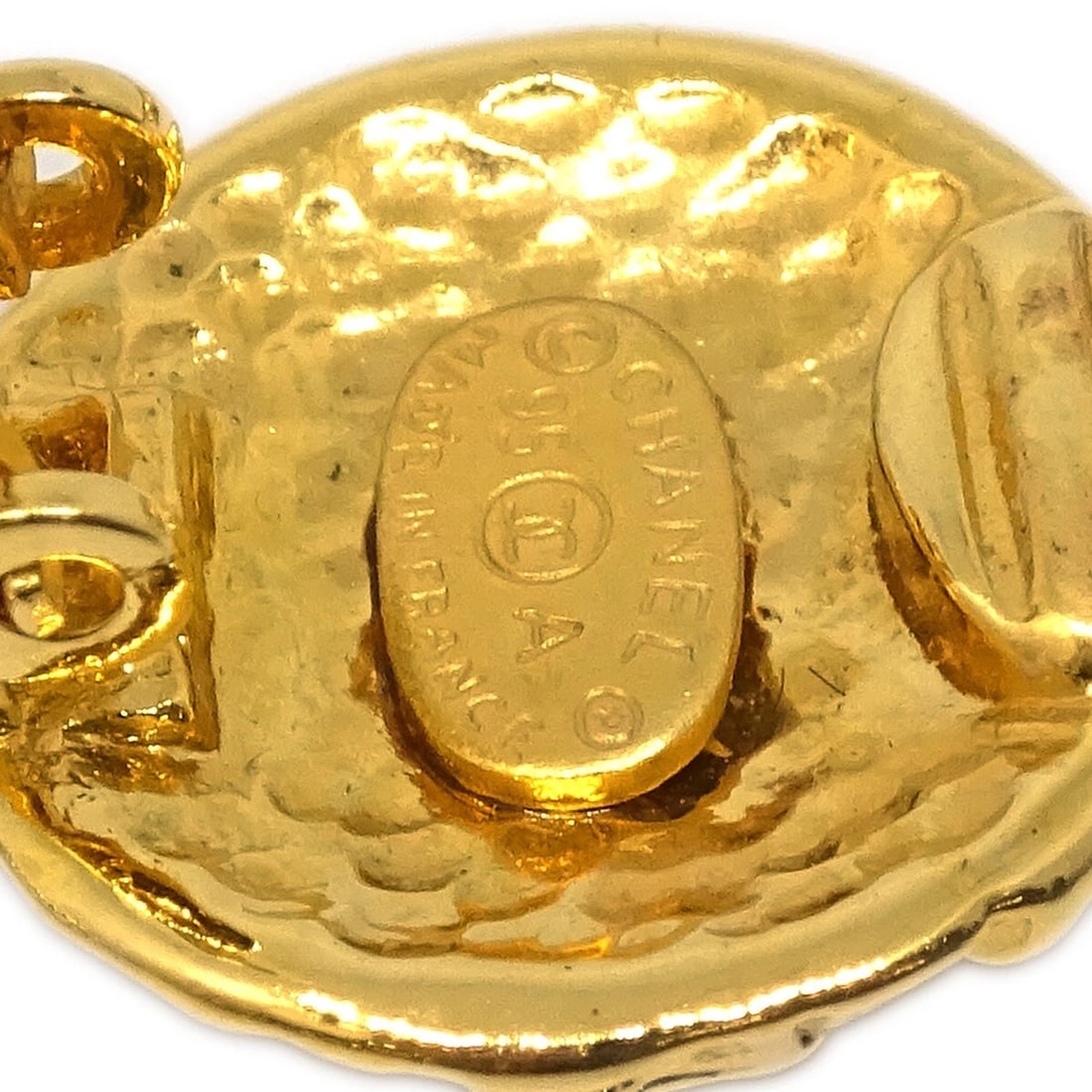 CHANEL GOLD DANGLE EARRINGS - 4