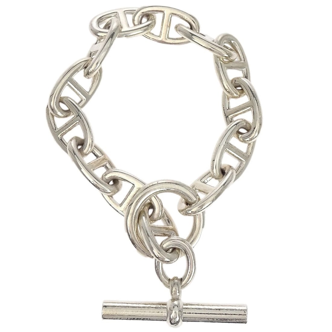 HERMES CHAINE D'ANCRE TGM BRACELET: Hermes Chaine d'Ancre TGM Bracelet Brand: HERMÈS Type: Bracelet Material: Ag925 Color: Silver Size: Inner circumference : 23.0 cm Width : 1.4 cm 1 frame size W 2.4 x H 1.3 cm Accessories: