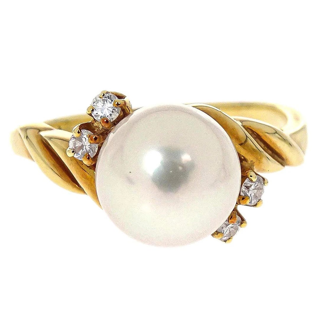 MIKIMOTO RING 18K PEARL DIAMOND GOLD (1 of 4)