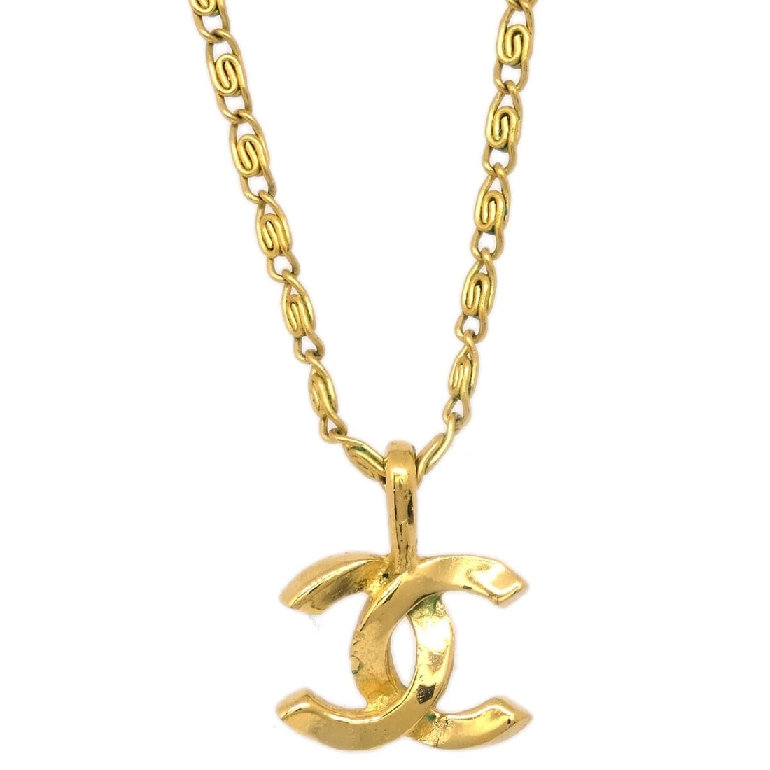 CHANEL GOLD CC PENDANT NECKLACE: Chanel Gold CC Pendant Necklace Brand: CHANEL Type: Necklace Material: Gold plated Color: Gold Size: Chain(Overall) : 40.0 cm Top : W 1.3 x H 0.8 cm Accessories: None Accessories Notice: When