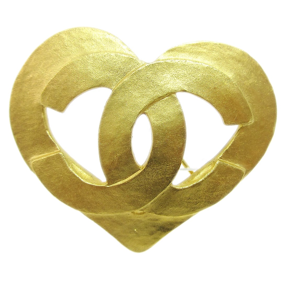 CHANEL HEART BROOCH PIN GOLD (1 of 4)