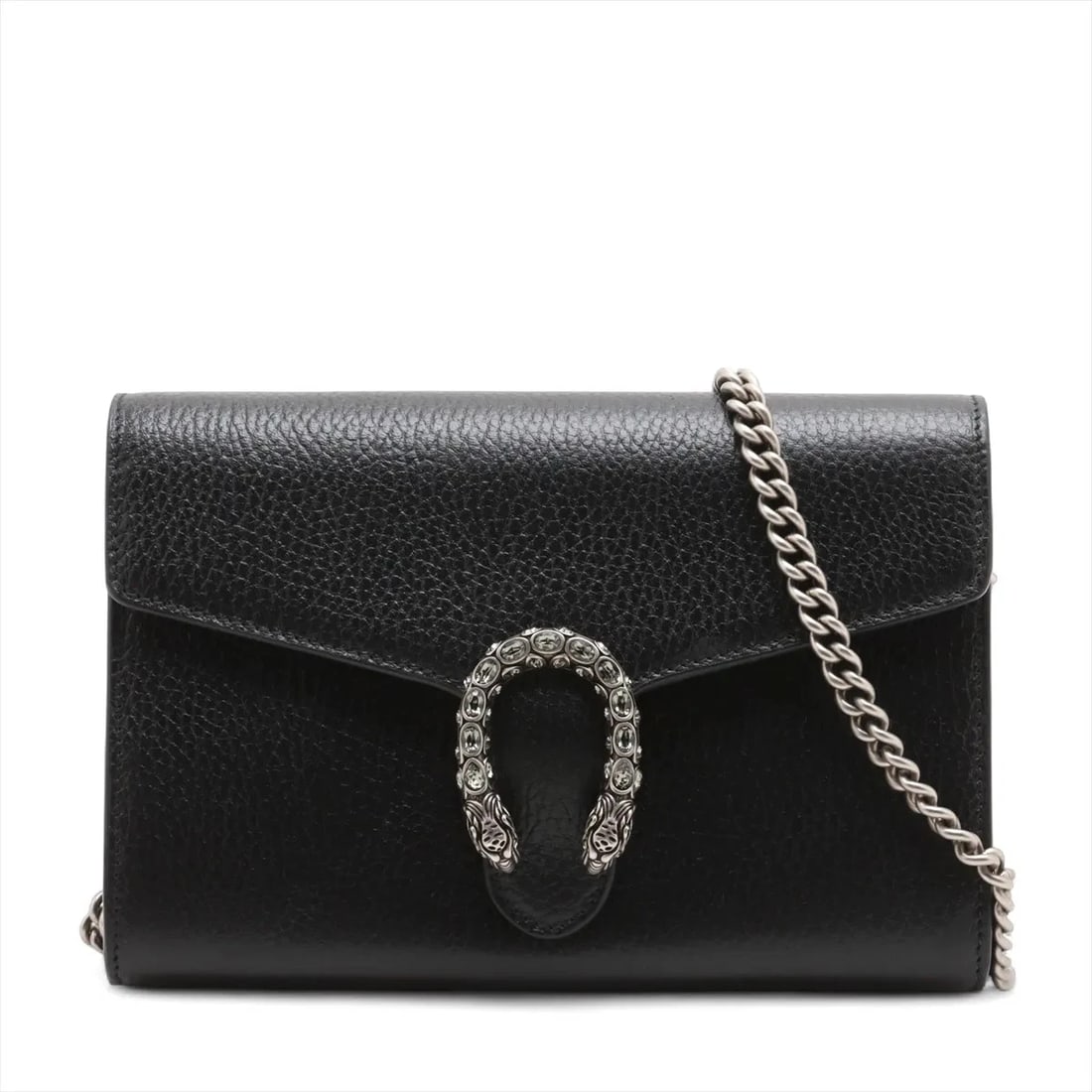 GUCCI DIONYSUS LEATHER CHAIN WALLET BLACK: Gucci Dionysus Leather Chain Wallet Black Brand: Gucci Type: Shoulder bag Material: Leather Color: Black Size: Height:5.3inch Length:7.9inch Depth:1.6inch Shoulder height:23.2inch Accessories: No