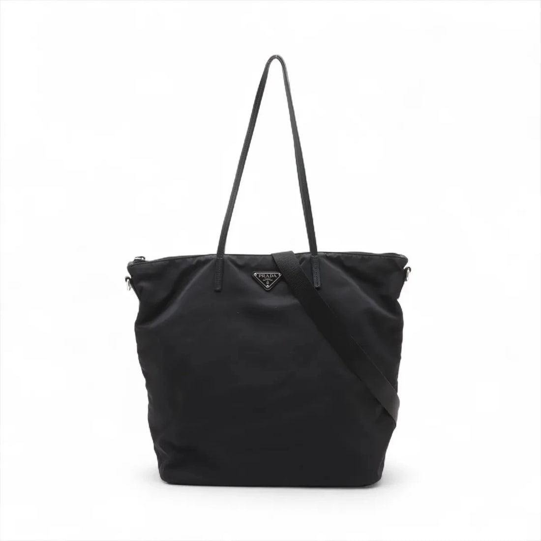 PRADA TESSUTO NYLON X LEATHER 2 WAY TOTE BAG BLACK (1 of 8)