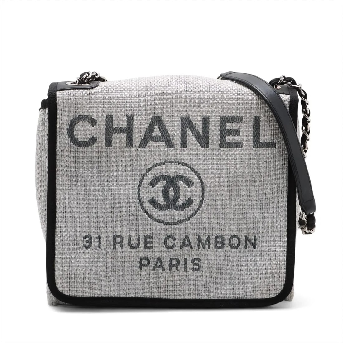 CHANEL DEAUVILLE RAFFIA X LEATHER CHAIN SHOULDER BAG (1 of 7)
