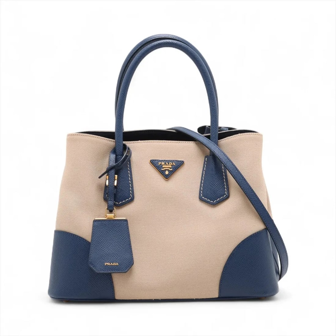 PRADA CANVAS X LEATHER 2 WAY HANDBAG (1 of 8)