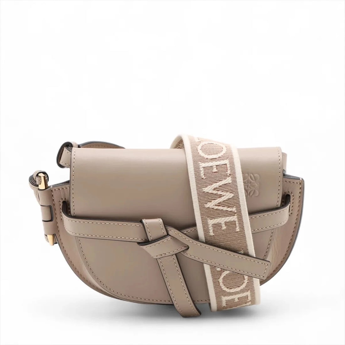 LOEWE GATE DUAL MINI LEATHER SHOULDER BAG: Loewe Gate Dual Mini Leather Shoulder bag Brand: Loewe Type: Shoulder bag Material: Leather Color: Beige Size: Height:5.7inch Length:7.9inch Depth:3.3inch Shoulder height:18.9inch Accessories: No