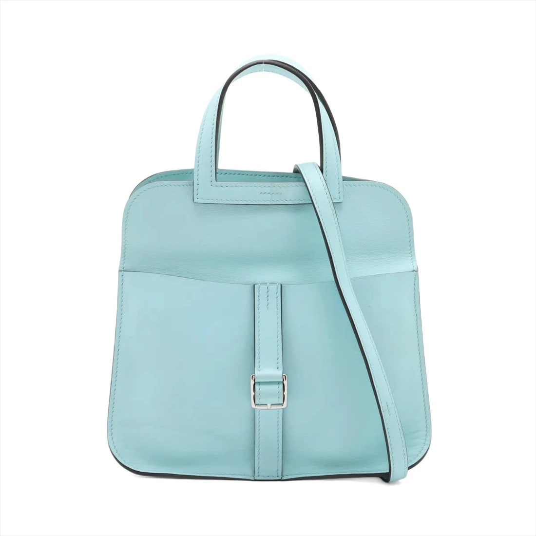HERMÈS ARZAN MINI VEAU SWIFT BLUE ATOLL SILVER: Hermès Arzan Mini Veau Swift Blue atoll Silver Brand: Hermès Type: Hand bag Material: Veau Swift Color: Blue atoll Size: Height:5.9inch Length:8.5inch Depth:2.6inch Handle height:3.0inch Shoulde