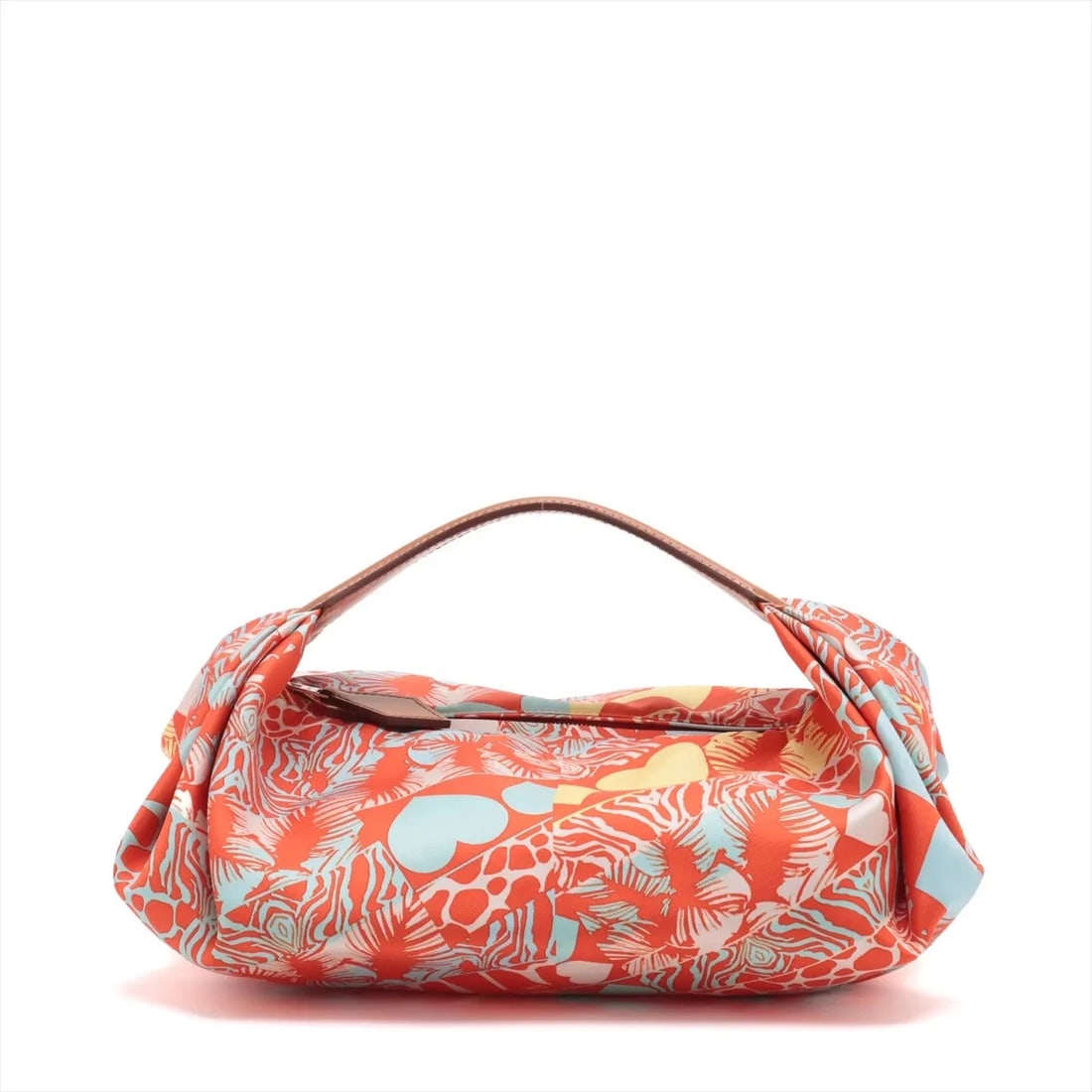 HERMÈS BARSOIS LEATHER X SILK ORANGE SILVER (1 of 5)