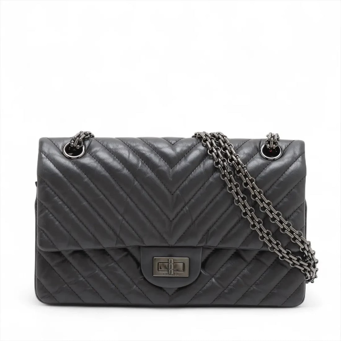 CHANEL VINTAGE CALF DOUBLE FLAP DOUBLE CHAIN BAG (1 of 6)