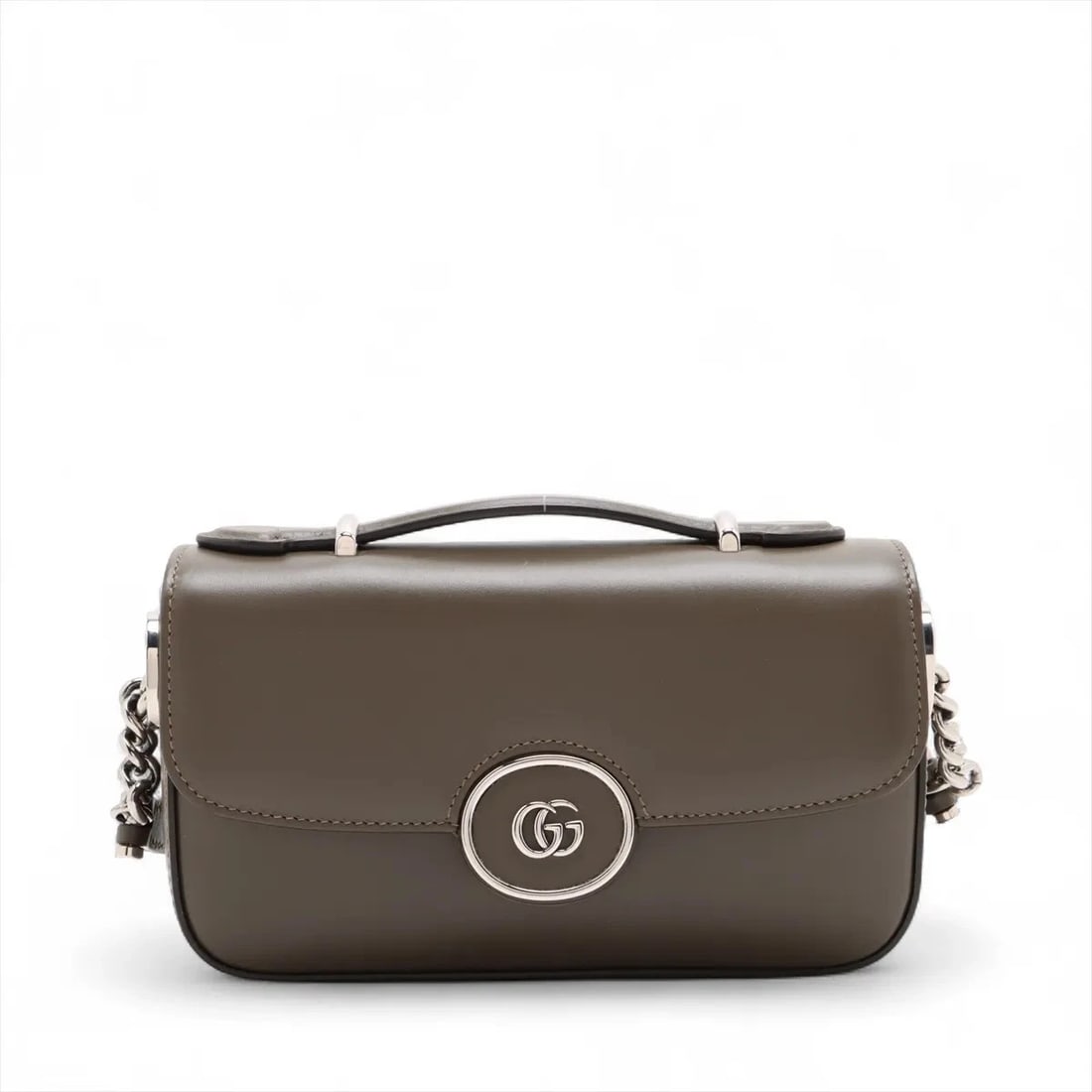 GUCCI PETIT GG LEATHER 2 WAY SHOULDER BAG: Gucci Petit GG Leather 2 Way Shoulder Bag Brand: Gucci Type: Shoulder bag Material: Leather Color: Green Size: Height:4.9inch Length:8.1inch Depth:2.0inch Handle height:1.0inch Shoulder height:19.