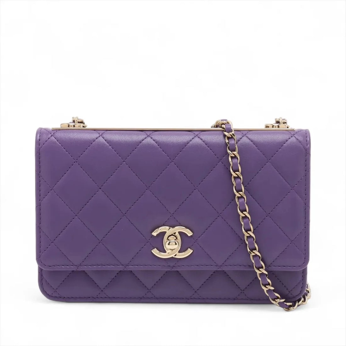 CHANEL TRENDY CC LAMBSKIN CHAIN WALLET PURPLE (1 of 6)
