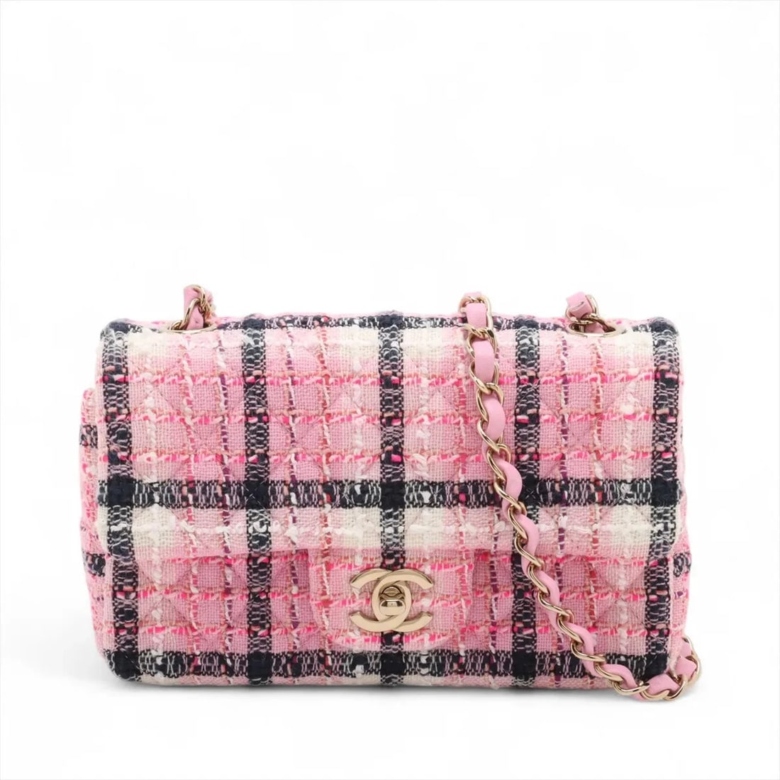 CHANEL MINI MATELASSE 20 TWEED SINGLE FLAP SINGLE CHAIN BAG (1 of 8)