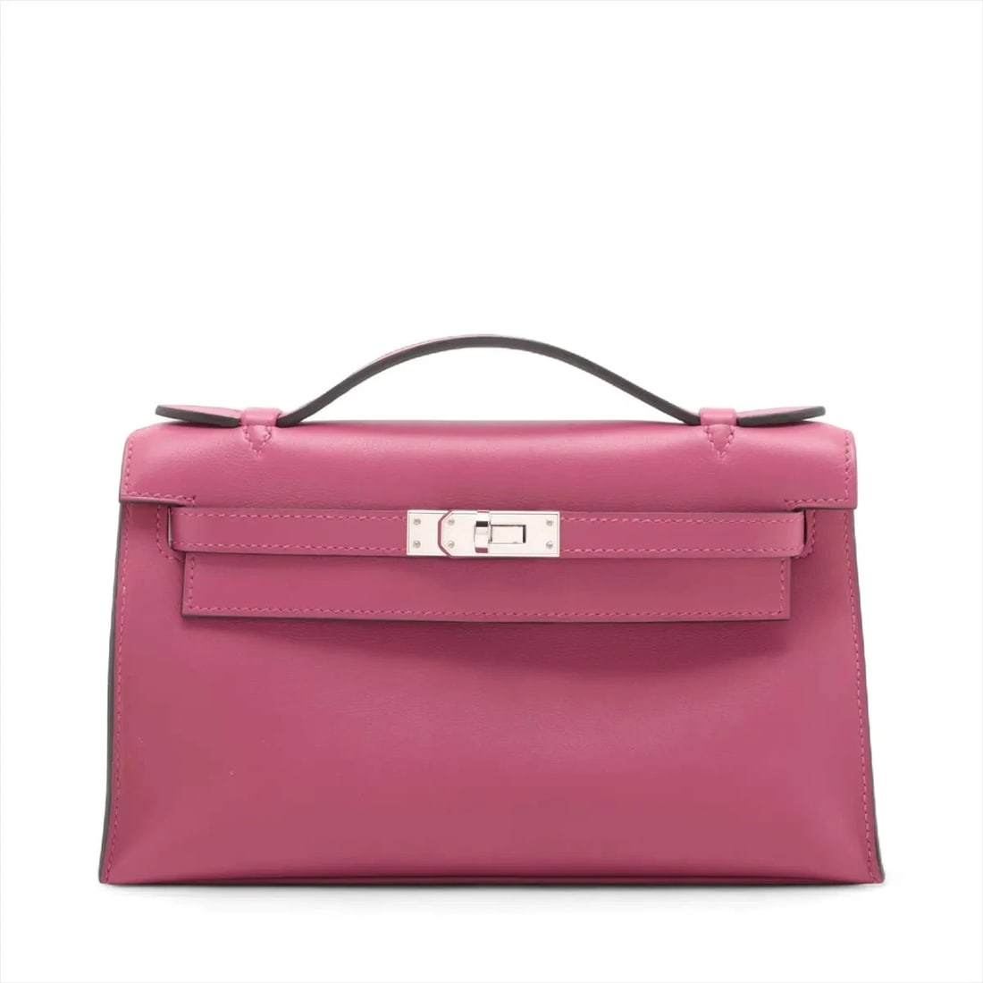 HERMÈS POCHETTE KELLY MINI VEAU SWIFT ROSE PURPLE: Hermès Pochette Kelly Mini Veau Swift Rose Purple Brand: Hermès Type: Hand bag Material: Veau Swift Color: Rose Purple Size: Height:4.7inch Length:8.7inch Depth:2.8inch Handle height:1.0inch