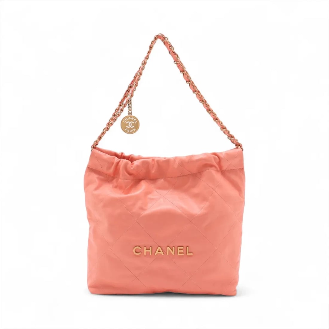 CHANEL 22 SMALL SHINY CALFSKIN CHAIN SHOULDER BAG: Chanel 22 Small shiny calfskin Chain Shoulder Bag Brand: Chanel Type: Shoulder bag Material: shiny calfskin Color: Pink Size: Height:11.6inch Length:11.2inch Depth:3.3inch Shoulder