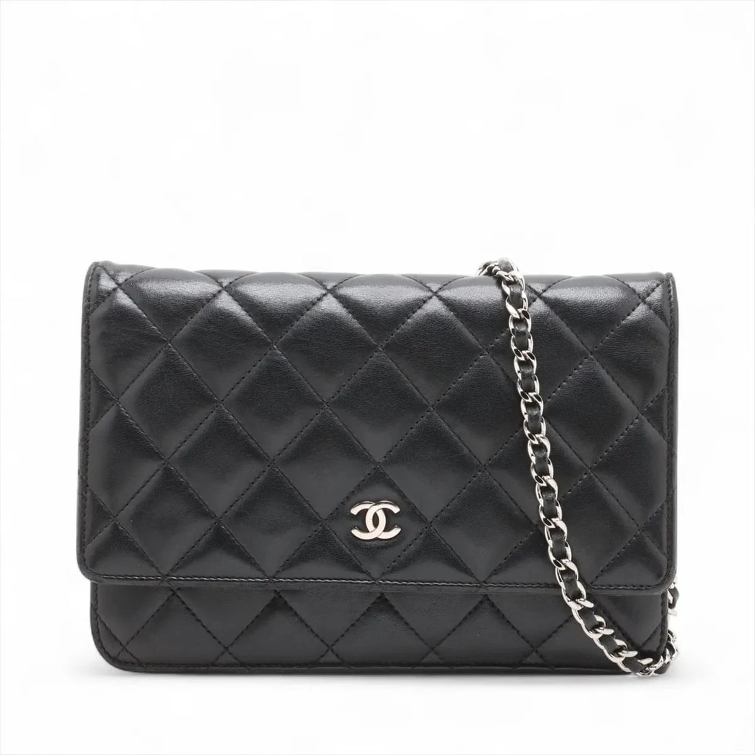 CHANEL MATELASSE LAMBSKIN CHAIN WALLET BLACK (1 of 6)