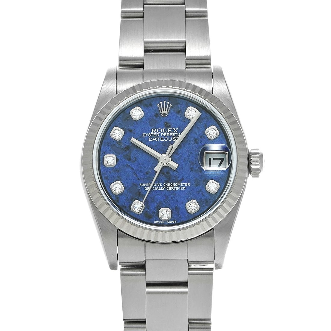 ROLEX DATEJUST SODALITE DIAMOND WATCH: ROLEX Datejust Sodalite diamond WATCH Brand: ROLEX Type: Wristwatch Material: Band Material Stainless steel, Case Material Stainless steel Color: Dial Color Sodalite Size: Case H/about 31mm