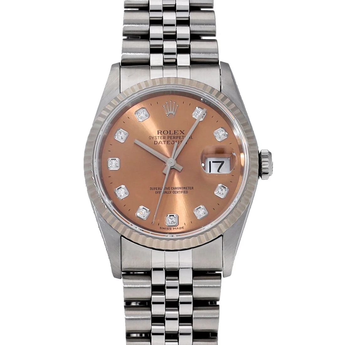 ROLEX DATEJUST PINK DIAMOND WATCH (1 of 4)